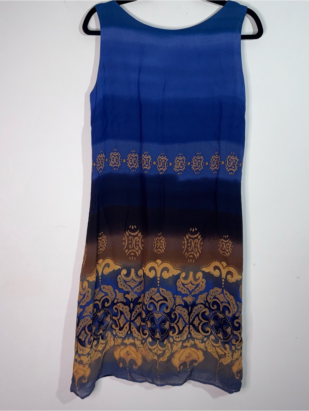 Lapis Los Angeles Blue Ombre Sleeveless Midi Dress Women’s Large Rayon Made USA